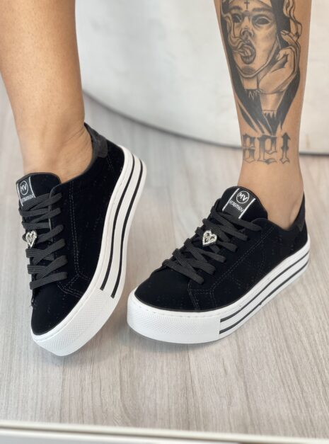 tênis casual nobuck preto 010 006 01