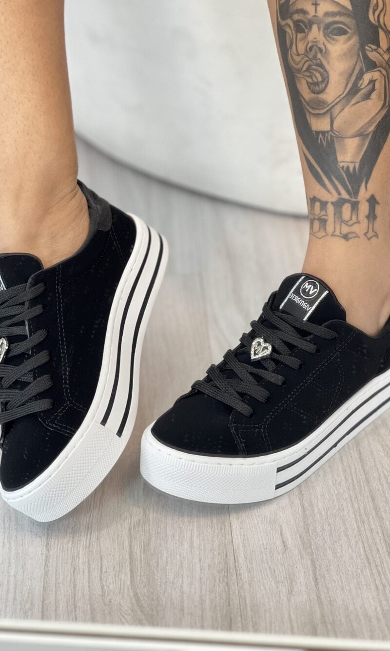 tênis casual nobuck preto 010 006 01
