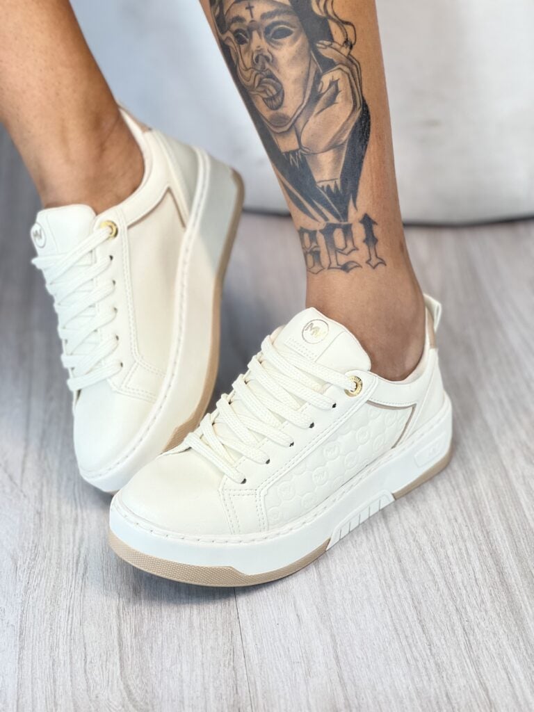 tênis casual bege off white via marte 126 001 06 tênis casual bege off white via marte 126 001 06