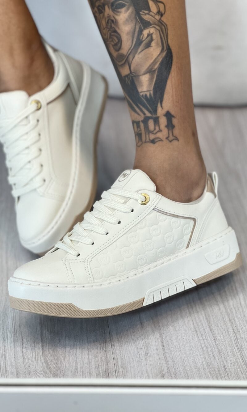 tênis casual bege off white via marte 126 001 06