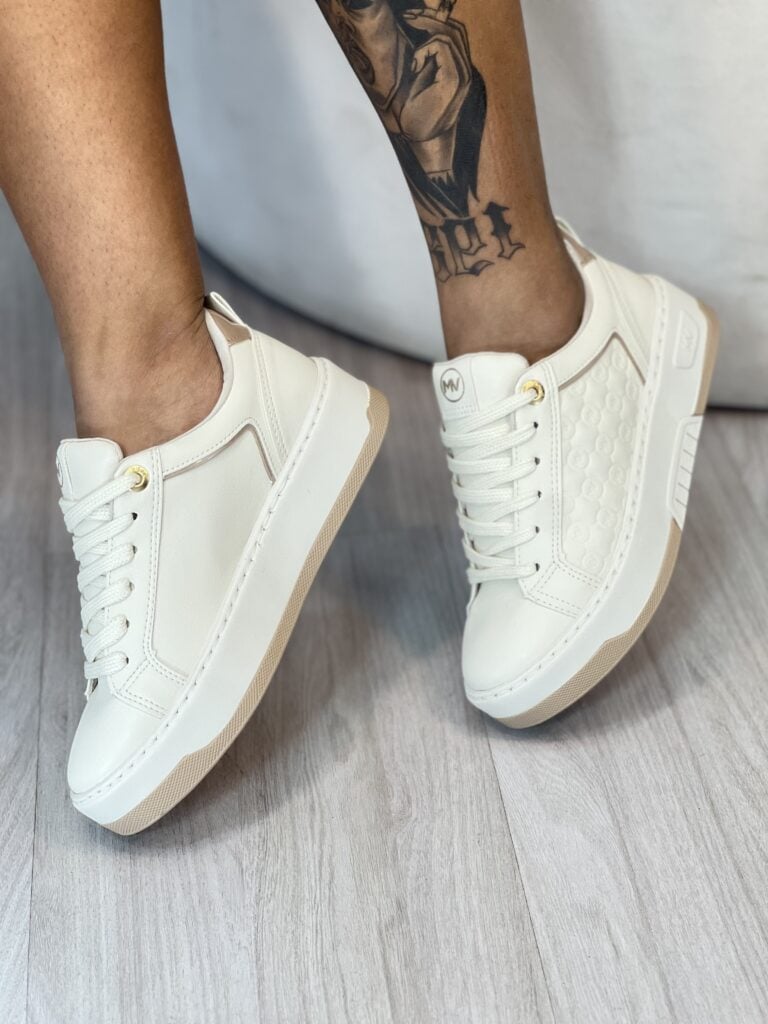 tênis casual bege off white via marte 126 001 06 tênis casual bege off white via marte 126 001 06