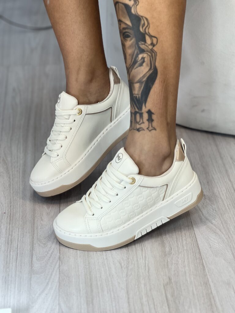 tênis casual bege off white via marte 126 001 06 tênis casual bege off white via marte 126 001 06