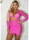 saída de praia miami rosa neon