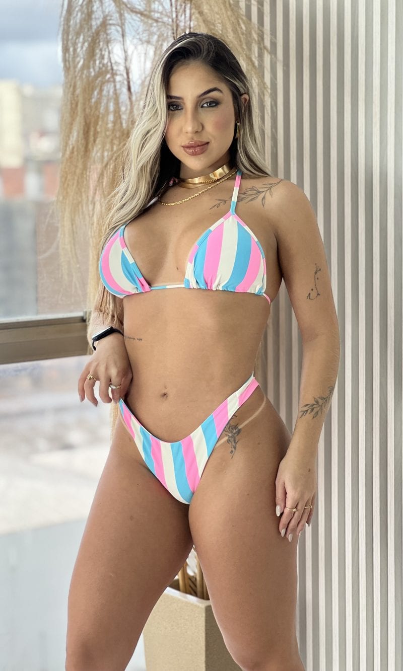 biquini luxxo listrado azul