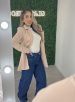 calça jeans wide leg escura