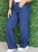calça jeans wide leg escura