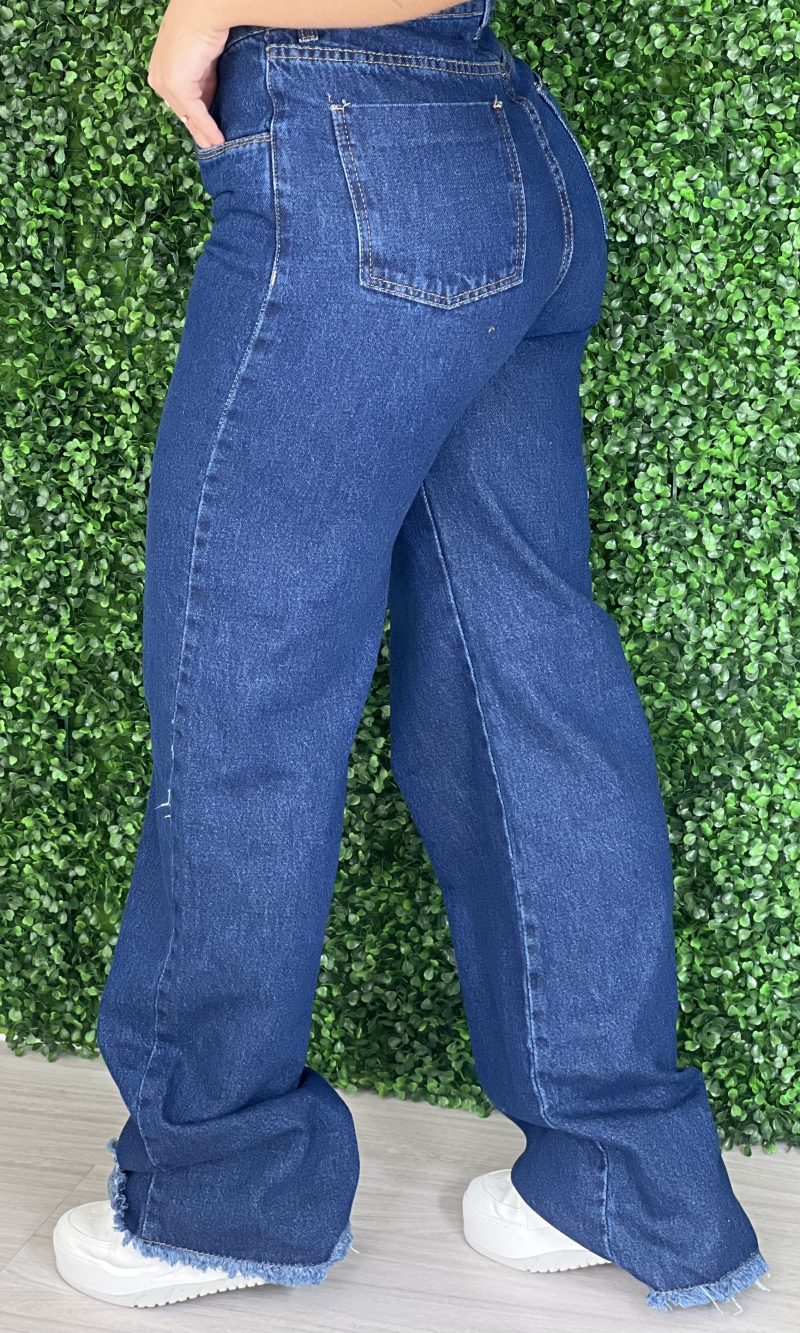 calça jeans wide leg escura calça jeans wide leg escura