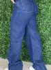 calça jeans wide leg escura