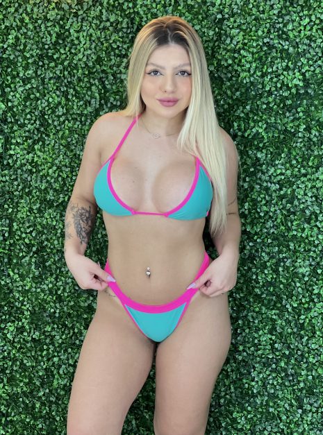 biquini guarujá verde/rosa