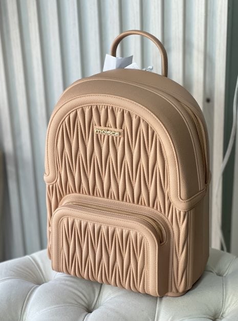 mochila gorgurão bege moleca