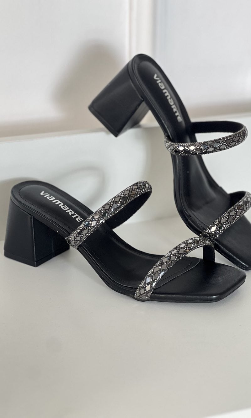 sandália salto strass preto via marte 171 011 01