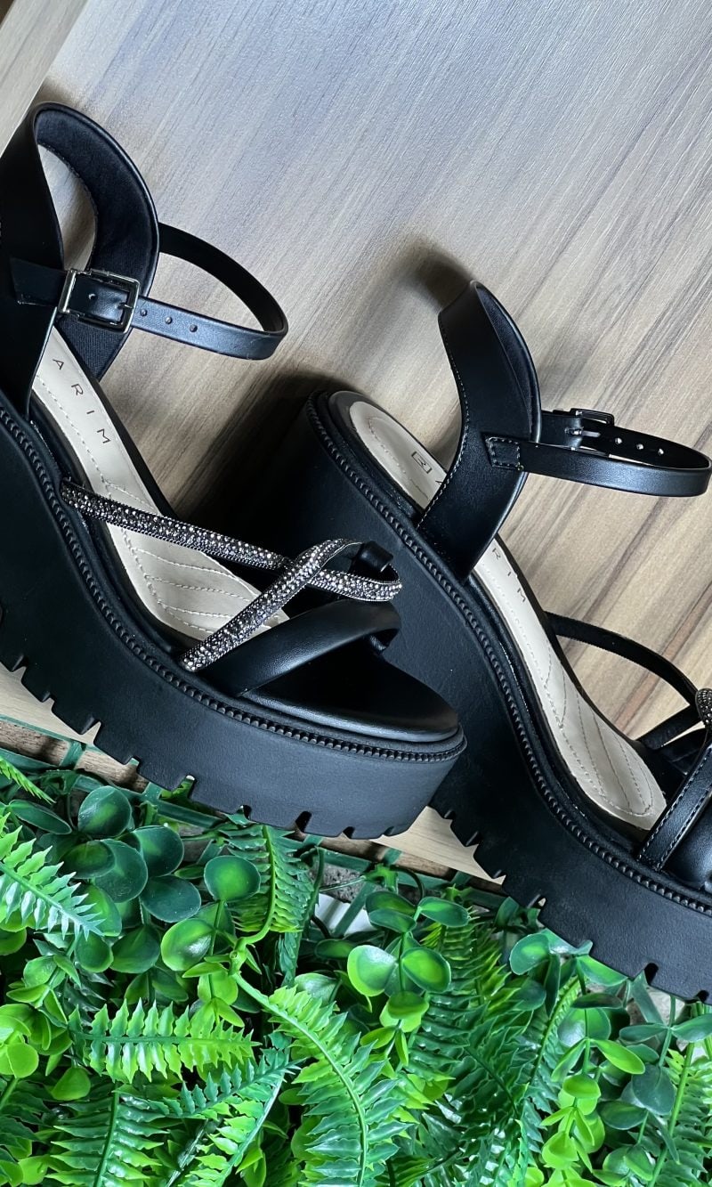 sandália tratorada preto ramarim 24 54202