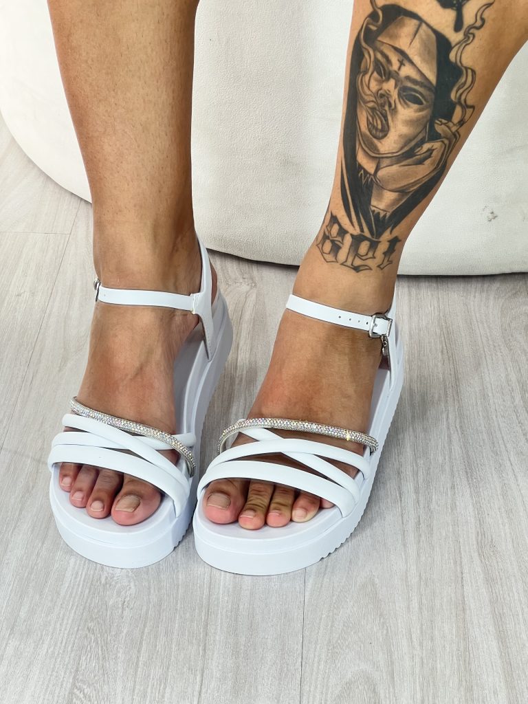 sandália strass branco ramarim 24 42205