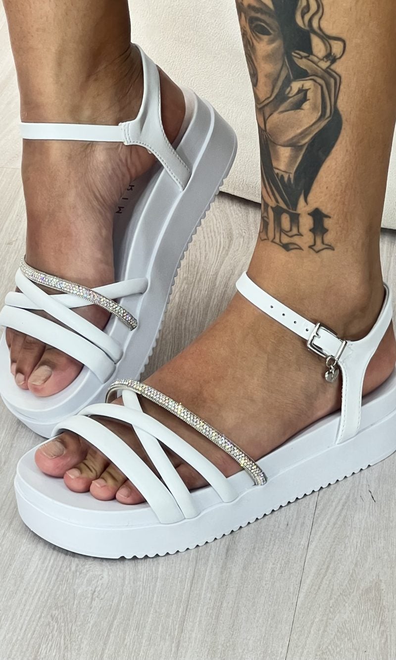 sandália strass branco ramarim 24 42205
