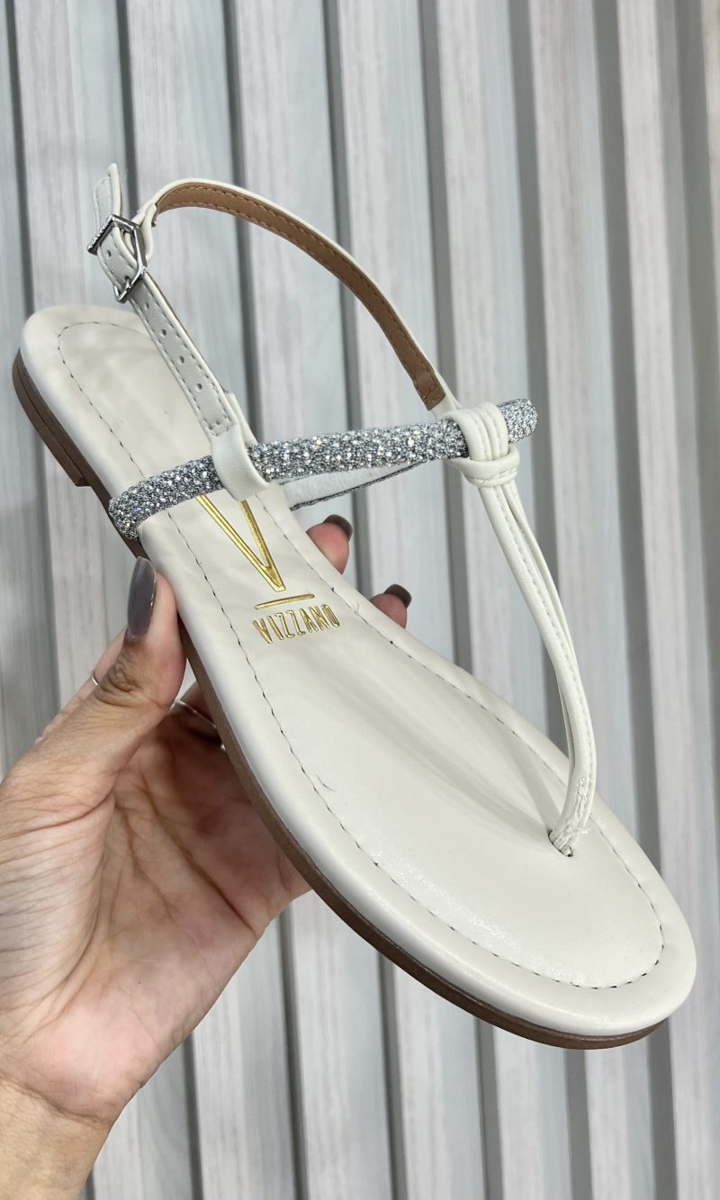 sandália rasteirinha cristal branca vizzano 6371.378