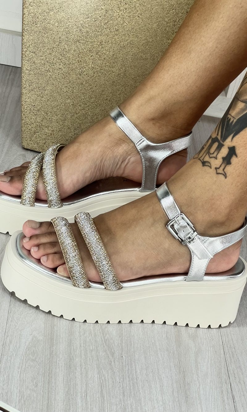 sandália anabela strass prata/off ramarim 24 45205 sandália anabela strass prata/off ramarim 24 45205