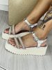 sandália anabela strass prata/off ramarim 24 45205