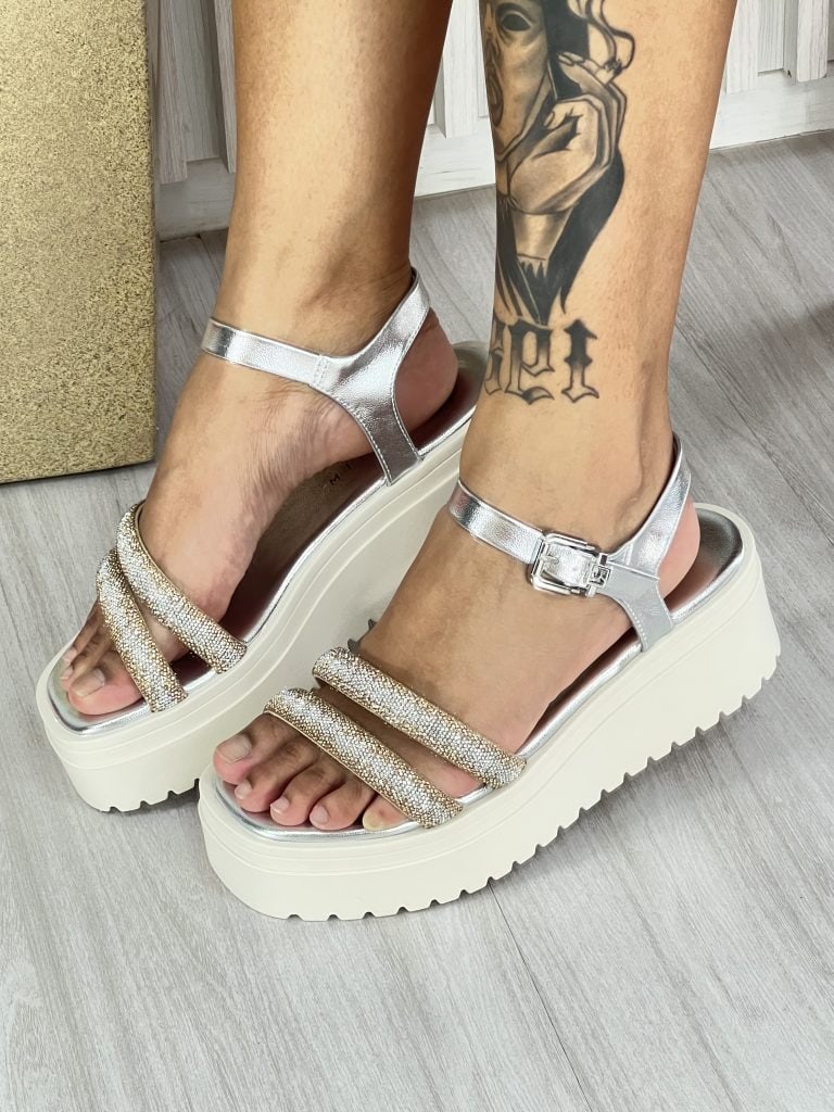 sandália anabela strass prata/off ramarim 24 45205 sandália anabela strass prata/off ramarim 24 45205