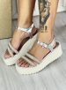 sandália anabela strass prata/off ramarim 24 45205