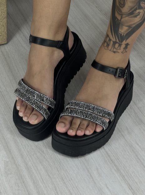 sandália anabela strass preto ramarim 24 45205