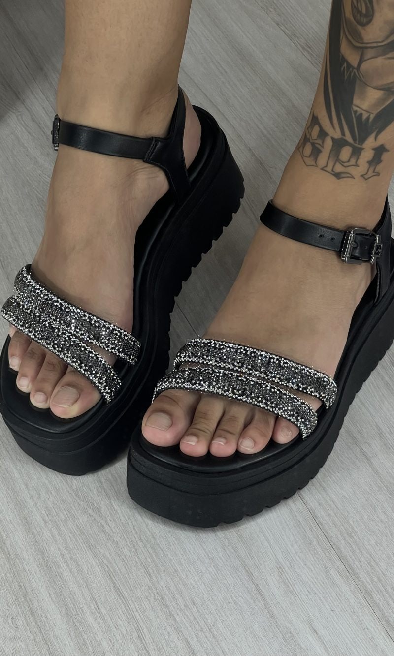 sandália anabela strass preto ramarim 24 45205