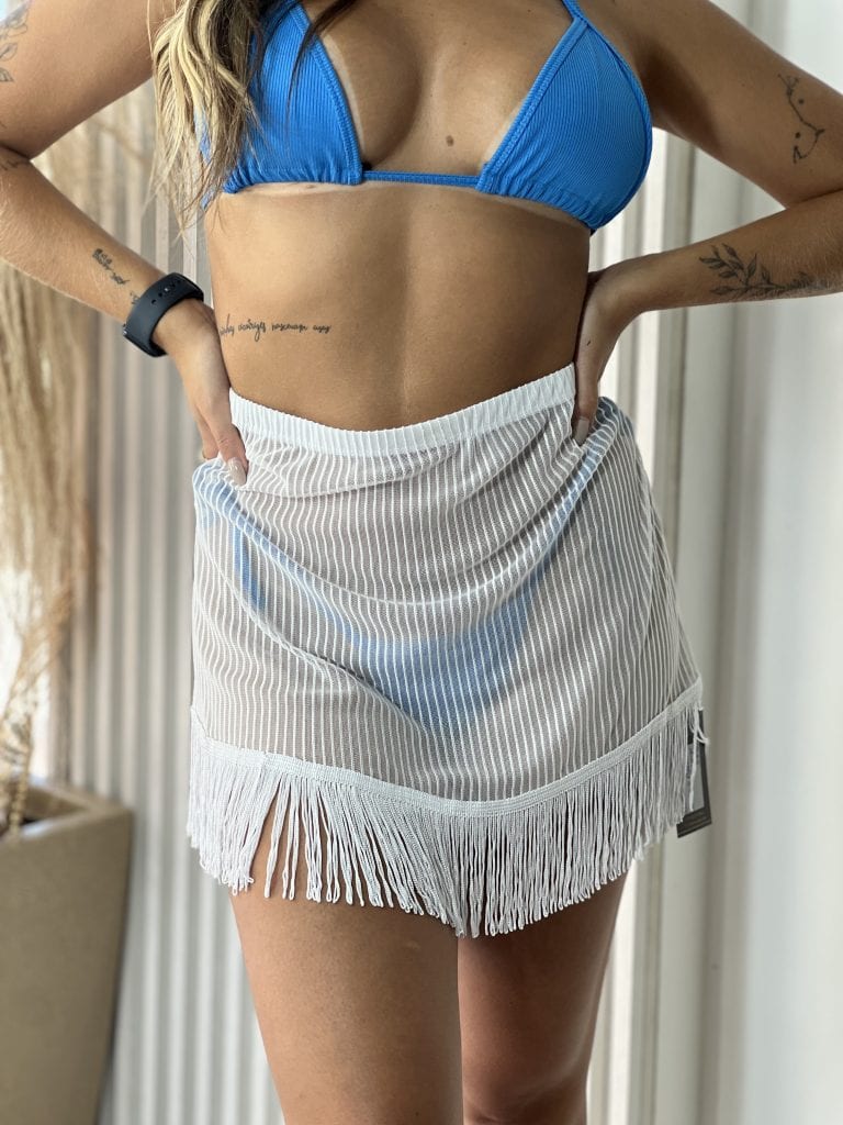 saia franja saída de praia branco saia franja saída de praia branco