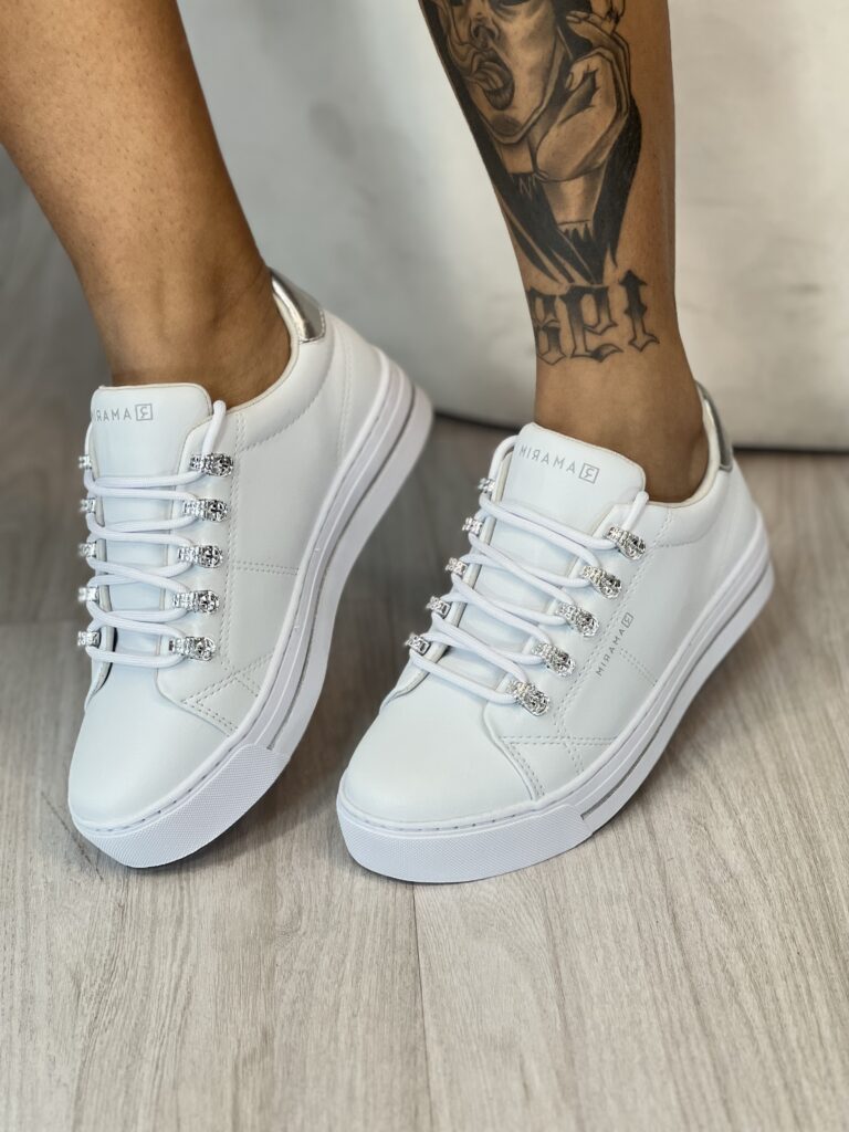 tênis branco prata ramarim 23 93204