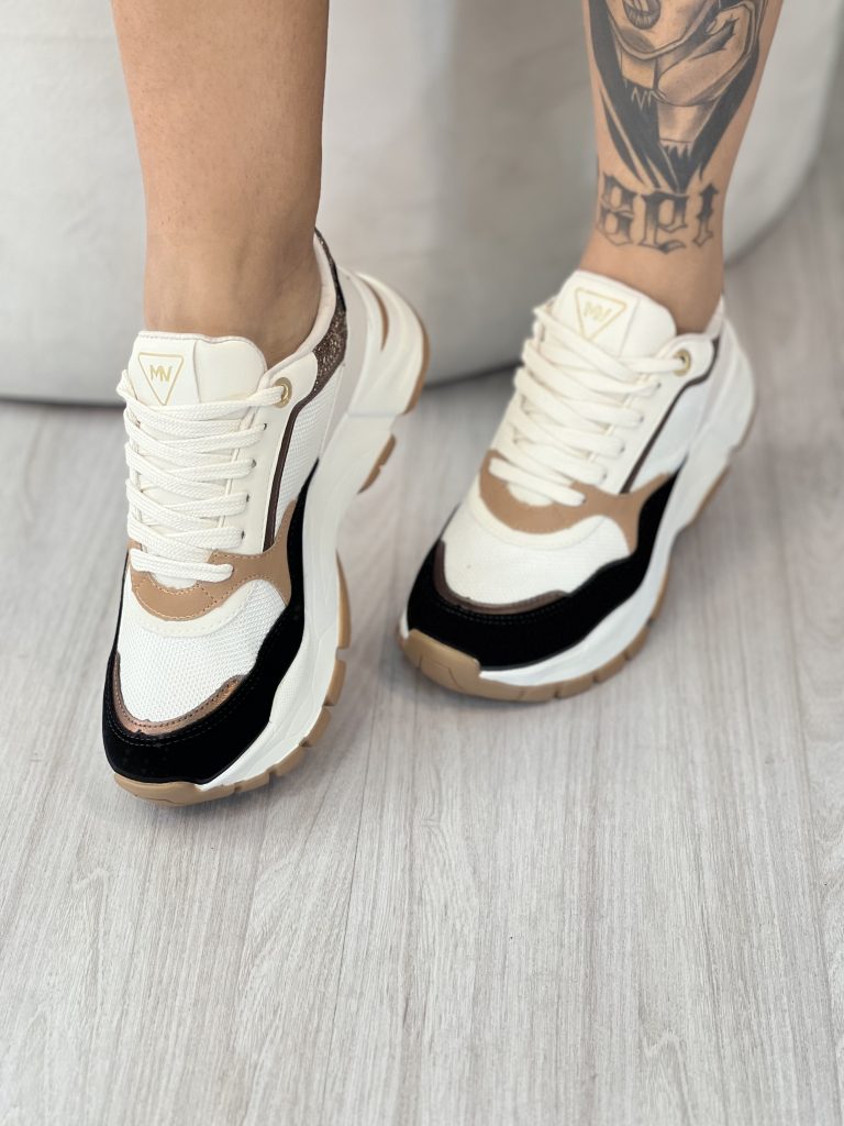 tênis casual jogging bege/marrom/preto via marte 140 008 07 tênis casual jogging bege/marrom/preto via marte 140 008 07