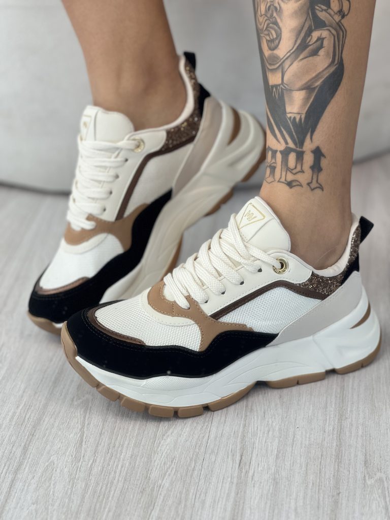 tênis casual jogging bege/marrom/preto via marte 140 008 07 tênis casual jogging bege/marrom/preto via marte 140 008 07