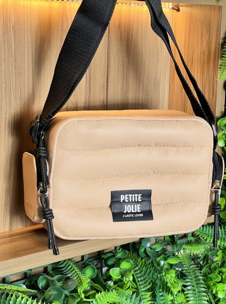 bolsa petite jolie hobby bege/preto pj11126