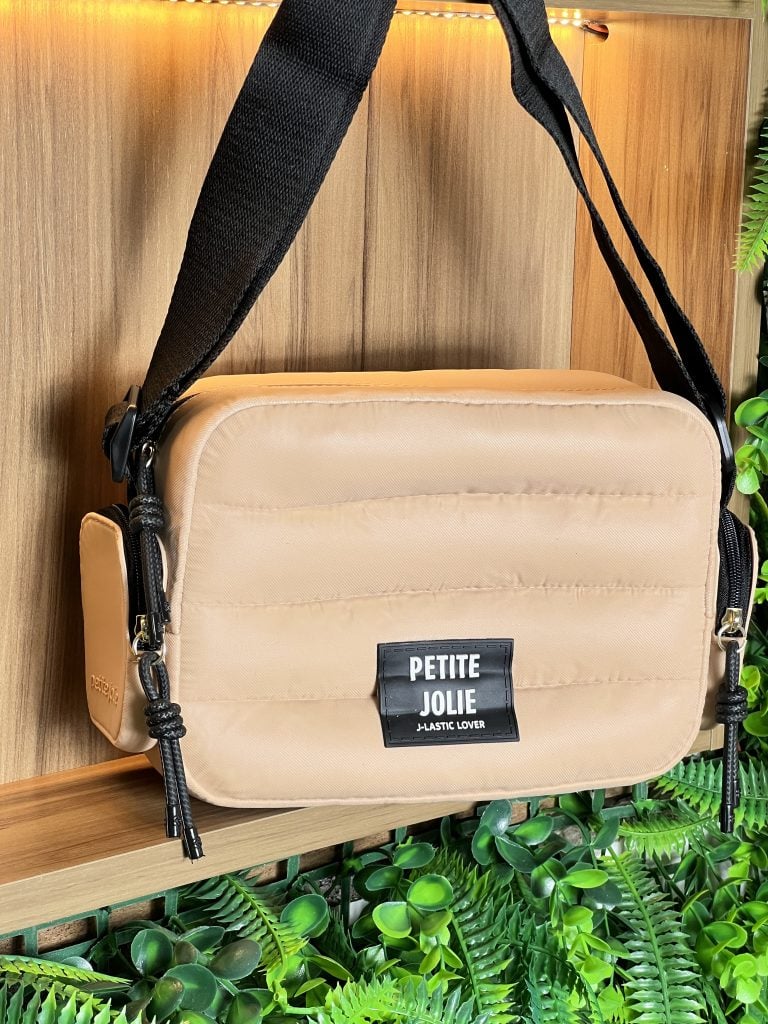 bolsa petite jolie hobby bege/preto pj11126