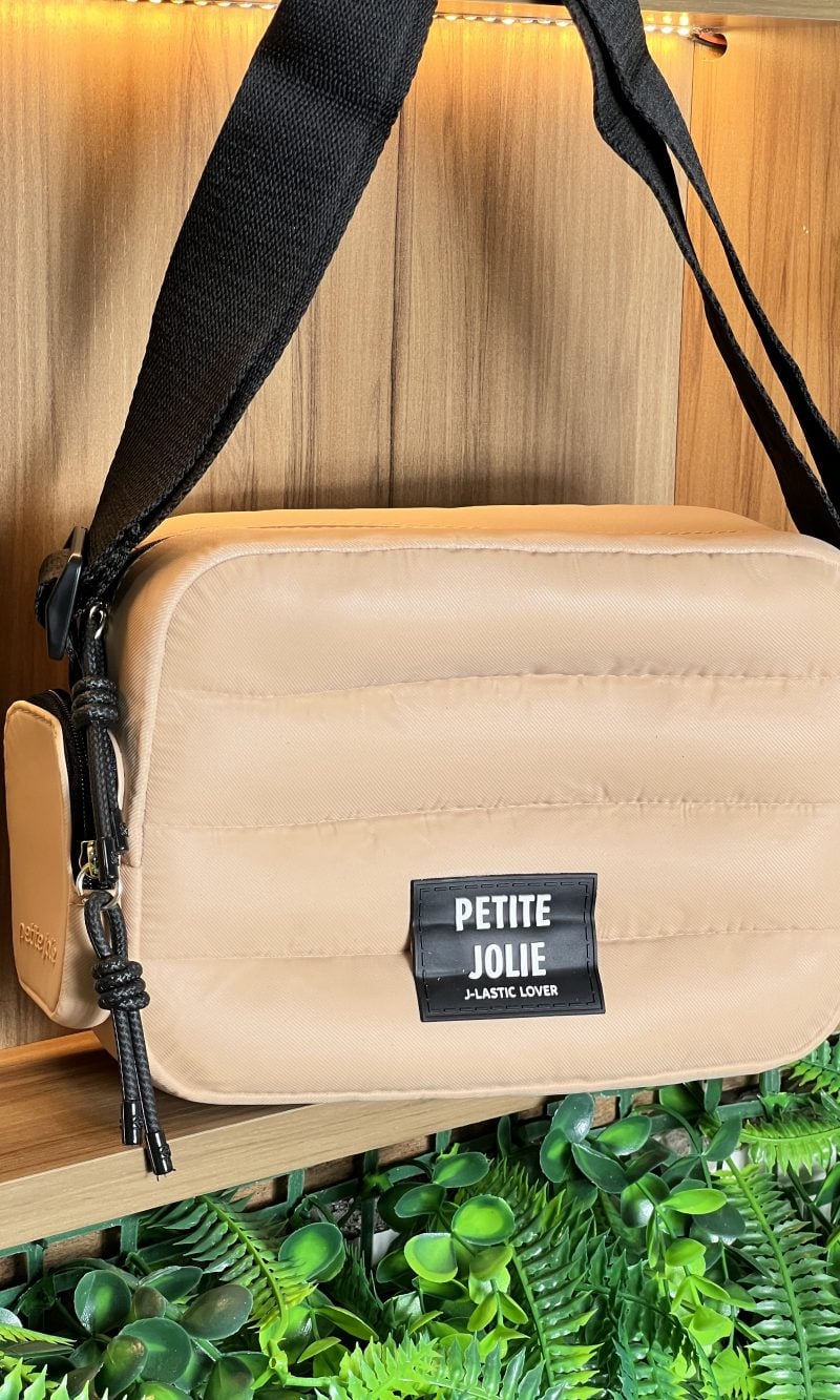 bolsa petite jolie hobby bege/preto pj11126