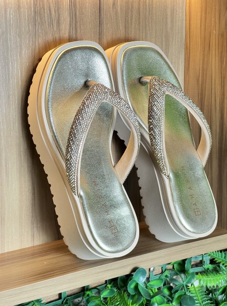 chinelo plataforma luxy dourado ramarim 24 45231