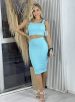conjunto top e saia midi donna chica verde Água