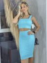 conjunto top e saia midi donna chica verde Água