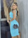 conjunto top e saia midi donna chica verde Água