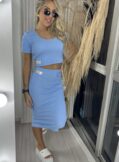 conjunto saia midi cropped u donna chica azul
