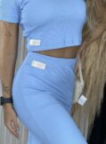 conjunto saia midi cropped u donna chica azul
