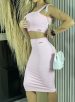 conjunto top e saia midi donna chica rosa bb