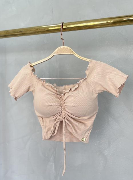 cropped drapeado picô donna chica bege