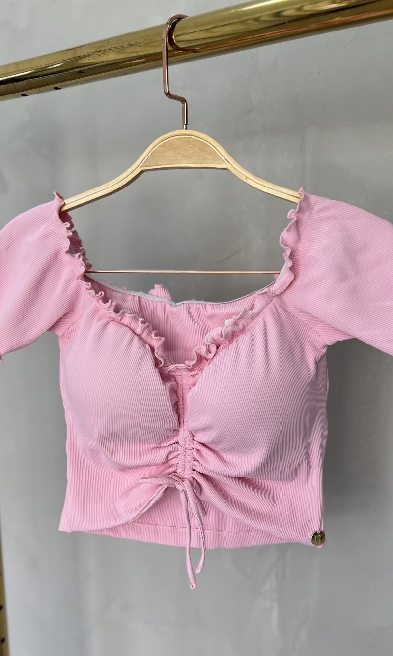 cropped drapeado picô donna chica rosa bb
