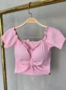 cropped drapeado picô donna chica rosa bb