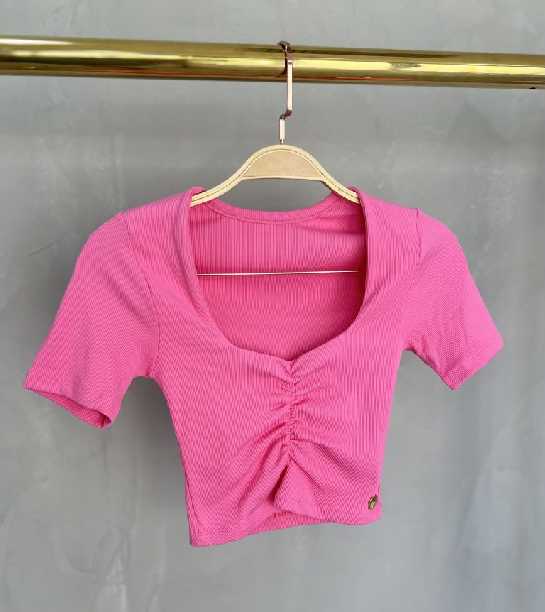 cropped decote drapeado donna chica rosa