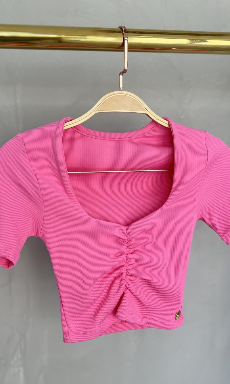 cropped decote drapeado donna chica rosa
