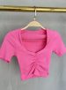 cropped decote drapeado donna chica rosa