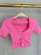 cropped decote drapeado donna chica rosa