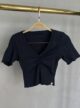 cropped decote drapeado picó donna chia preto