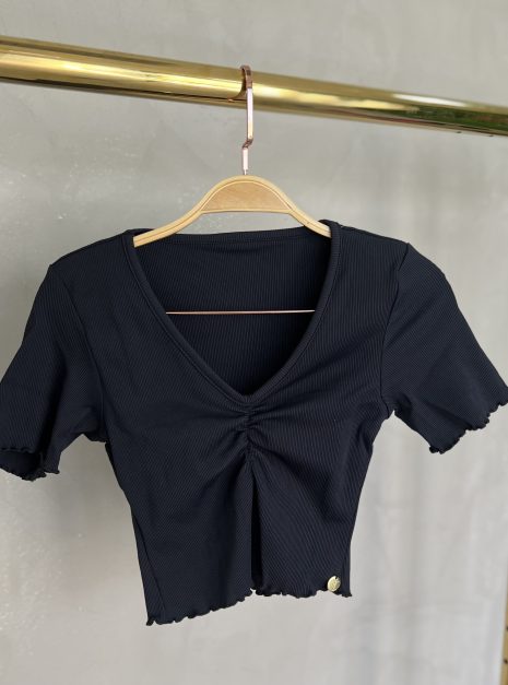 cropped decote drapeado picó donna chia preto