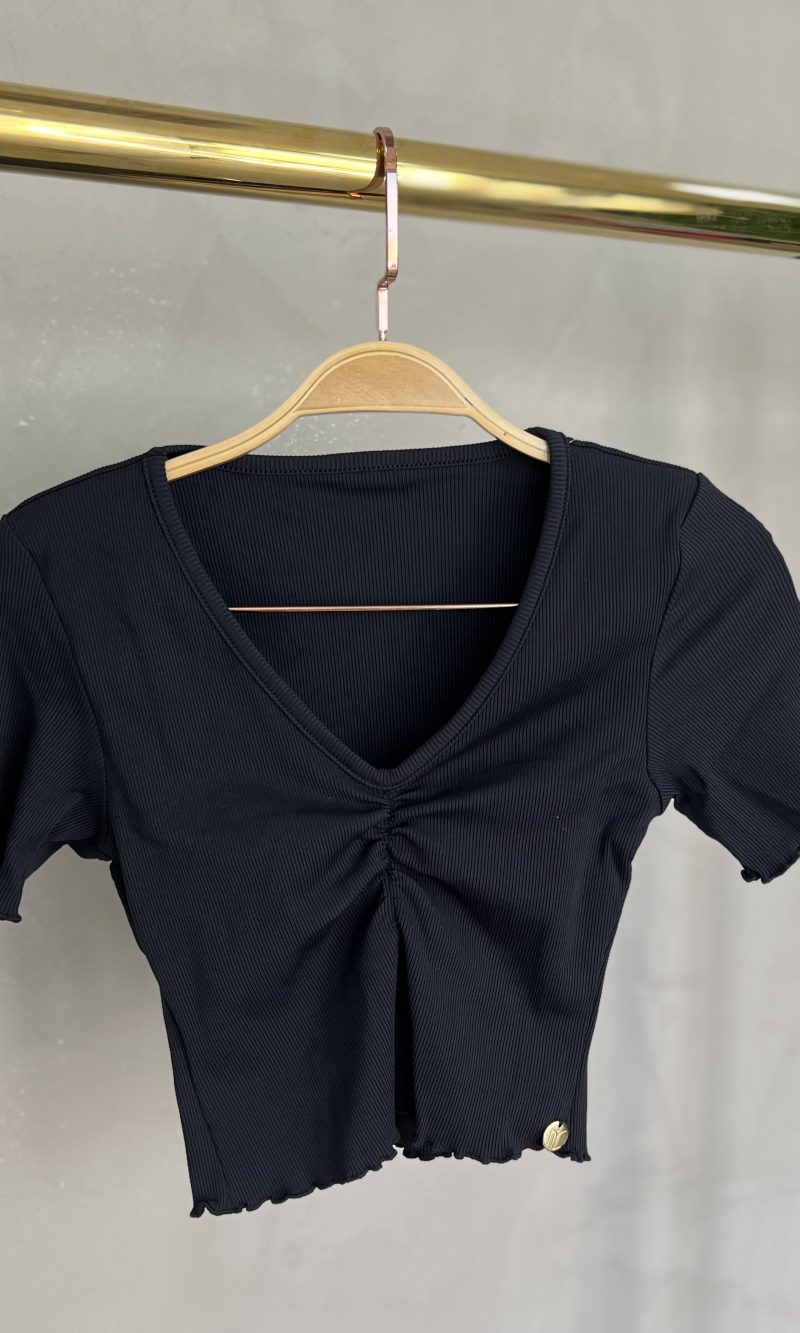 cropped decote drapeado picó donna chia preto