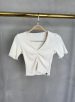 cropped decote drapeado picó donna chica creme